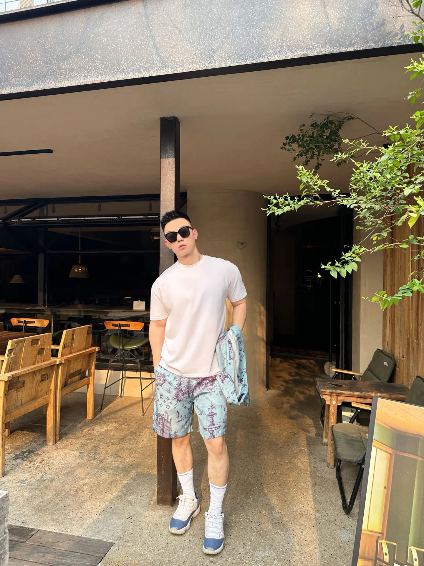 Louis Vuitton/Louis Vuitton City Park Mulberry Silk Suit Shorts